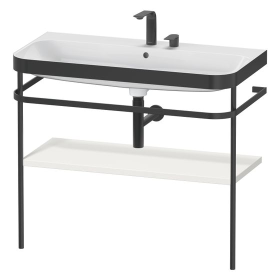 Duravit Happy D.2 Waschtisch-Set C-bonded Metallkonsole Lack, 490x975x850mm, Nordic Weiß Seidenmatt, 2 HL, Grifflos