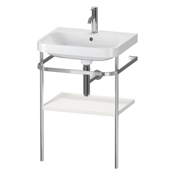 Duravit Happy D.2 Waschtisch-Set C-shaped Metallkonsole 490x575x850mm, Nordic Weiß Seidenmatt, 1 HL, mit Überlauf/HLB