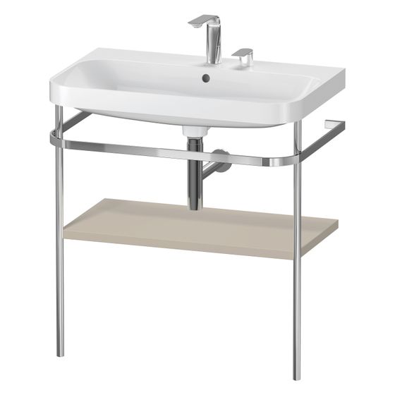 Duravit Happy D.2 Waschtisch-Set C-shaped Metallkonsole 490x775x850mm, Taupe Seidenmatt, 2 HL, mit Überlauf/HLB
