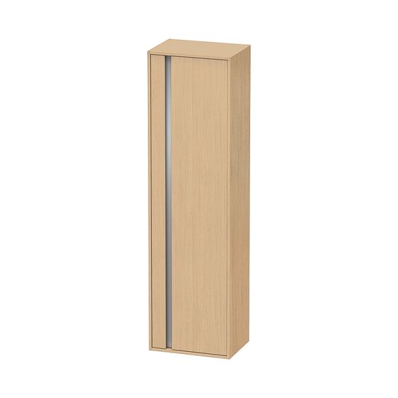 Duravit Ketho Hochschrank Dekor 360x500x1800mm Natur Eiche Matt, 1 Tür R, Griffleiste Silber, 3 Glas-FB, 1 Holz-FB, 20mm