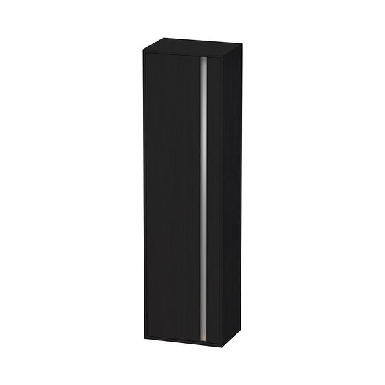 Duravit Ketho Hochschrank Dekor 360x500x1800mm Eiche Mattschwarz, 1 Tür L, Griffleiste Silber, 3 Glas-FB, 1 Holz-FB, 20mm