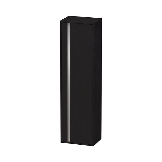 Duravit Ketho Hochschrank Dekor 360x500x1800mm Eiche Mattschwarz, 1 Tür R, Griffleiste Silber, 3 Glas-FB, 1 Holz-FB, 20mm