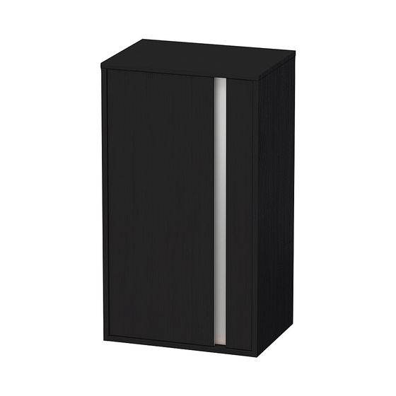 Duravit Ketho Halbhochschrank Dekor 360x500x880mm Eiche Mattschwarz, 1 Tür L, 2 Glasfachböden, Griffleiste Silber