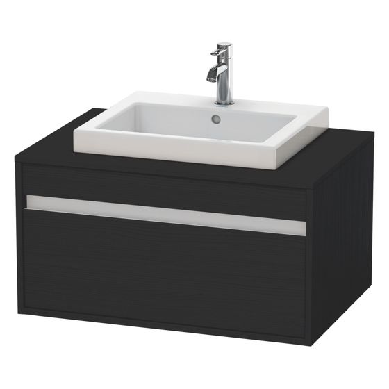 Duravit Ketho Konsolenwaschtischunterbau wandh 550x800x426mm M mit KSP Eiche Mattschwarz Griffleiste Silber 1 AZ für EBW