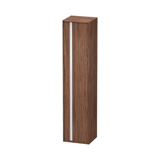 Duravit Ketho Hochschrank Dekor 360x400x1800mm Nusb.dunkel Matt, 1 Tür R, Griffleiste Silber, 3 Glas-FB, 1 Holz-FB, 20mm