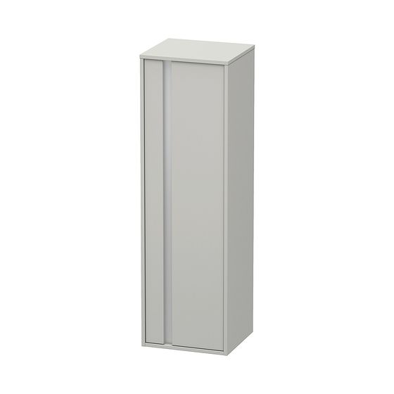 Duravit Ketho Halbhochschrank Dekor 360x400x1320mm Betongrau Matt, 1 Tür R, Griffleiste Silber, 2 Glas-FB, 1 Holz-FB, 20mm