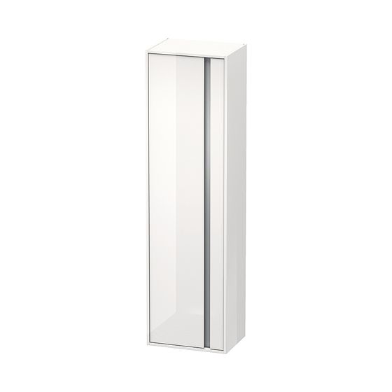 Duravit Ketho Hochschrank Dekor 360x500x1800mm Weiß HG, 1 Tür L, Griffleiste Silber, 3 Glasfachböden, 1 Holzfachboden, 20mm