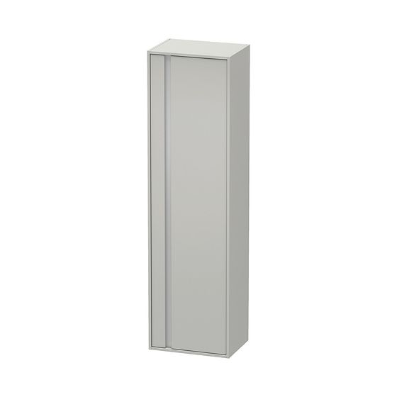 Duravit Ketho Hochschrank Dekor 360x500x1800mm Betongrau Matt, 1 Tür R, Griffleiste Silber, 3 Glas-FB, 1 Holz-FB, 20mm