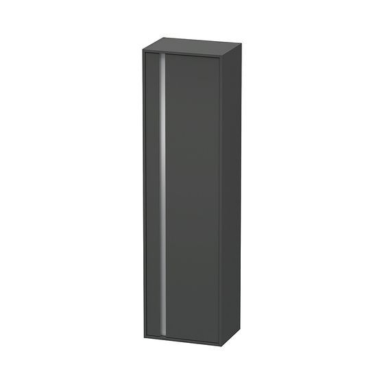 Duravit Ketho Hochschrank Dekor 360x500x1800mm Graphit Matt, 1 Tür R, Griffleiste Silber, 3 Glas-FB, 1 Holz-FB, 20mm