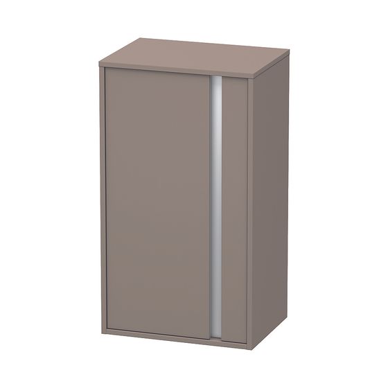 Duravit Ketho Halbhochschrank Dekor 360x500x880mm, Basalt Matt, 1 Tür L, 2 Glasfachböden, Griffleiste Silber