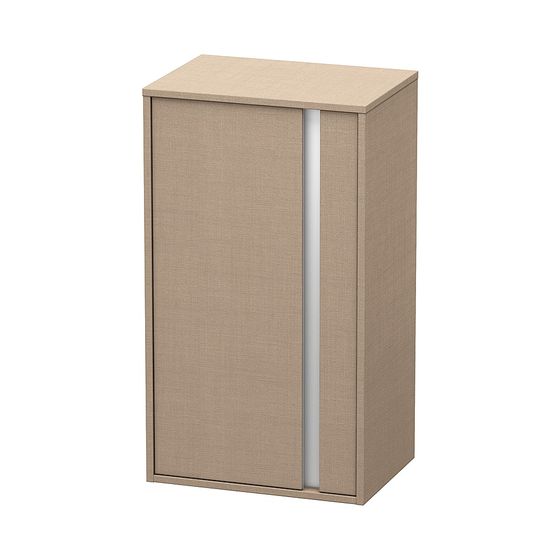 Duravit Ketho Halbhochschrank Dekor 360x500x880mm, Leinen Matt, 1 Tür L, 2 Glasfachböden, Griffleiste Silber