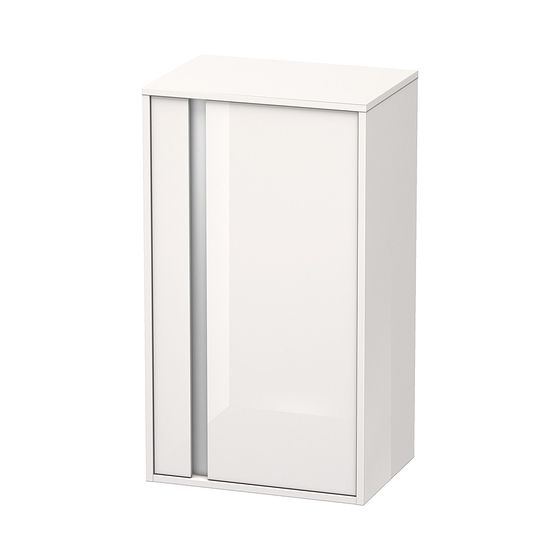 Duravit Ketho Halbhochschrank Dekor 360x500x880mm, Weiß Hochglanz, 1 Tür R, 2 Glasfachböden, Griffleiste Silber