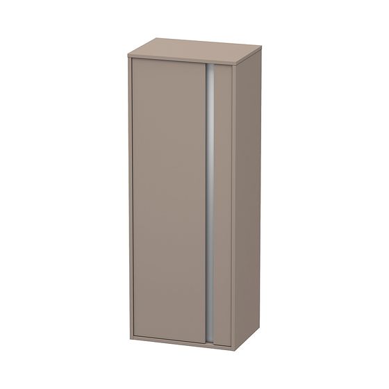 Duravit Ketho Halbhochschrank Dekor 360x500x1320mm Basalt Matt, 1 Tür L, Griffleiste Silber, 2 Glas-FB, 1 Holz-FB, 20mm