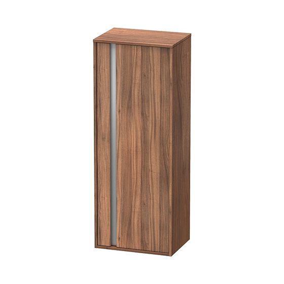 Duravit Ketho Halbhochschrank Dekor 360x500x1320mm Nusb.Matt, 1 Tür R, Griffleiste Silber, 2 Glas-FB, 1 Holz-FB, 20mm