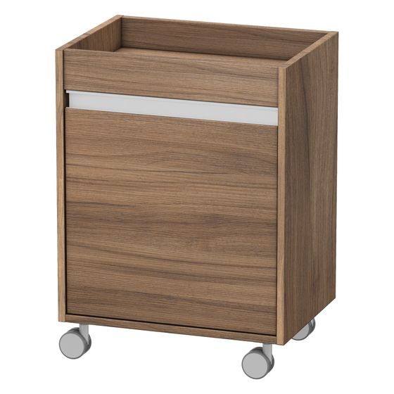 Duravit Ketho Rollcontainer Dekor, 360x500x670mm, Nusb.Matt, Dekor, 1 Tür Links, Griffleiste Silber