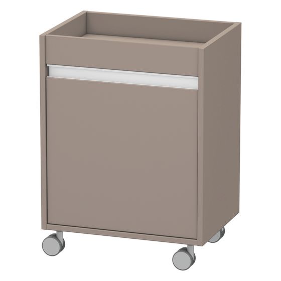Duravit Ketho Rollcontainer Dekor, 360x500x670mm, Basalt Matt, Dekor, 1 Tür Rechts, Griffleiste Silber