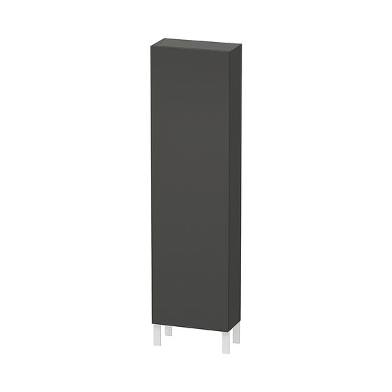 Duravit L-Cube Hochschrank Dekor 243x500x1760mm, Graphit Matt, 1 Tür L, Grifflos, 4 Glasfachböden, 50mm