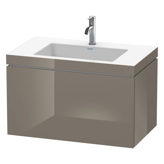 Duravit L-Cube Waschtisch-Set C-bonded wh Echtholzfurnier 480x800x500mm Flanell Grau HG, Grifflos, 1 AZ, 1 HL, mit Möbel-WT