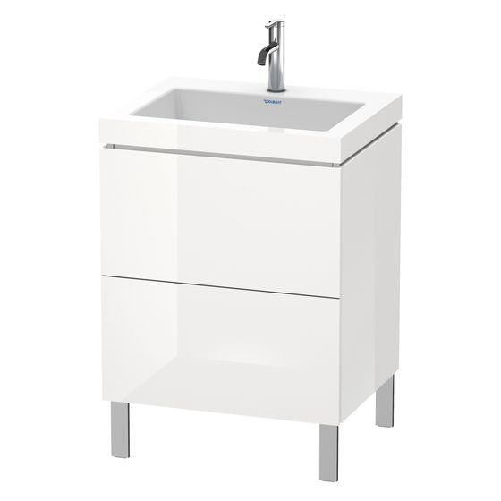 Duravit L-Cube Waschtisch-Set C-bonded bds Dekor, 480x600x698mm Weiß HG, Grifflos, 2 Auszüge, 1 HL, mit Möbel-WT, LC6936O2222