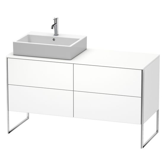 Duravit XSquare Konsolenwaschtischunterbau bodenstehend 548x1400x778mm L, ohne KSP Mattweiß, Grifflos, 4 Auszüge