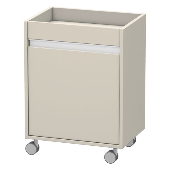 Duravit Ketho Rollcontainer Dekor, 360x500x670mm, Taupe Matt, Dekor, 1 Tür Links, Griffleiste Silber