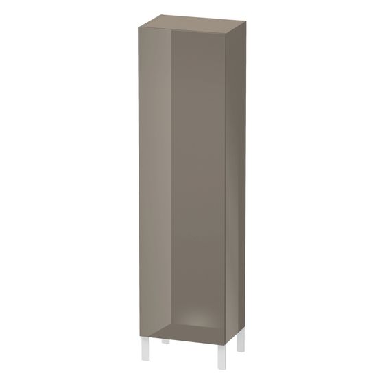 Duravit L-Cube Hochschrank Echtholzfurnier 363x500x1760mm Flanell Grau HG, 1 Tür R, Grifflos, 4 Glas-FB mit Alutr. 50mm