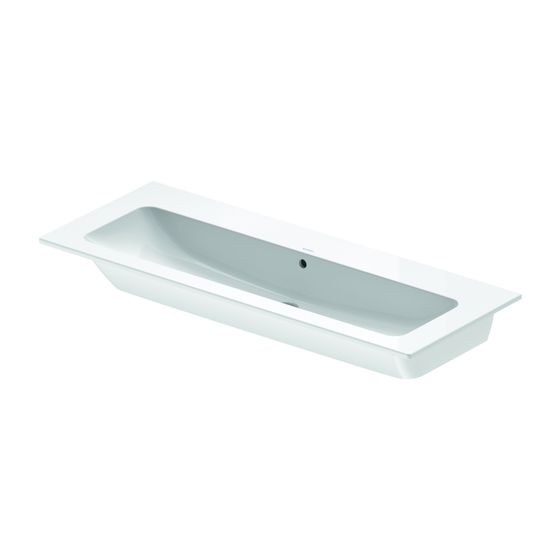Duravit ME by Starck Waschtisch 490x1230x180mm, WonderGliss, Weiß Hochglanz, Rechteckig, 1 WP mittig, mit ÜL, o.HL, 23611200601