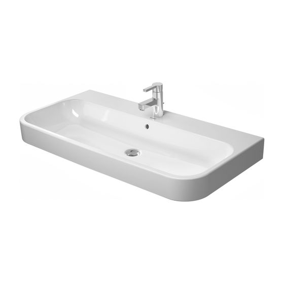 Duravit Happy D.2 Waschtisch 505x1000x170mm, WonderGliss, Weiß Hochglanz, Rechteckig, 1 WP/HL mittig, mit ÜL, geschl.