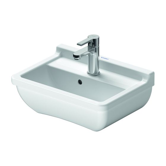 Duravit Starck 3 Handwaschbecken 320x450x155mm, Weiß Hochglanz, Rechteckig,1 Waschplatz/HL mittig, mit Überlauf