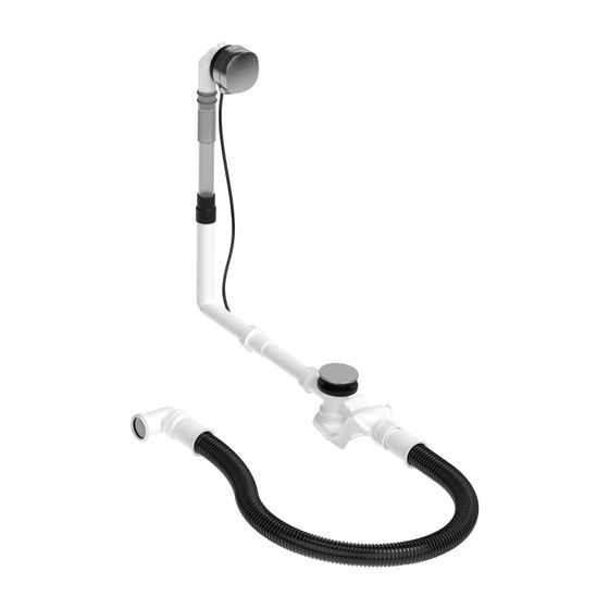 Duravit Ab- und Überlaufgarnitur mit Zulauf, Wanneneinlauf, Chrom glänzend, Quadroval, Bowdenzuglänge 650mm, flexibler Abl.