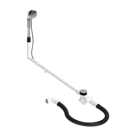 Duravit Ab- und Überlaufgarnitur, Chrom glänzend, Quadroval, Bowdenzuglänge 1100mm, inkl. flexibler Ablaufschlauch