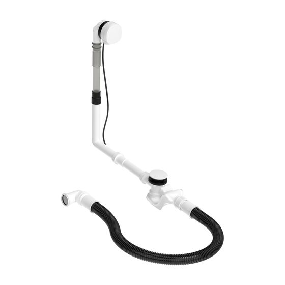 Duravit Ab- und Überlaufgarnitur mit Zulauf, Wanneneinlauf, Weiß glänzend, Quadroval, Bowdenzuglänge 700mm, flexibler Abl.