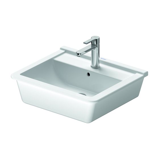 Duravit Starck 3 Einbauwaschtisch 465x560x230mm, Weiß Hochglanz, WonderGliss, mit HLB/Überlauf, 1 HL, Einbau von oben