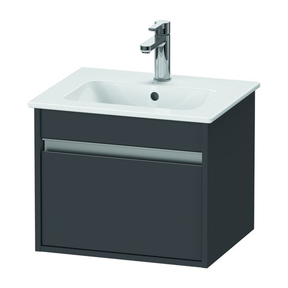 Duravit Ketho Waschtischunterbau wandh. 412x500x410mm, Compact Graphit Matt, Griffleiste Silber, 1 Auszug, mit Dämpfung