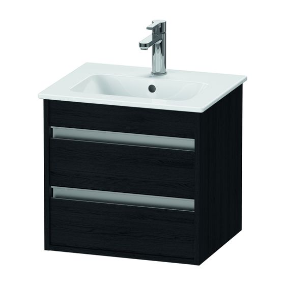 Duravit Ketho Waschtischunterbau wandhäng. 412x500x480mm Compact, Eiche Mattschwarz, Griffleiste, 2 SK