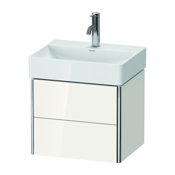 Duravit XSquare Waschtischunterbau wandh. 390x484x397mm Compact, Weiß Hochglanz, Grifflos, 2 Schubkästen, XS430508585