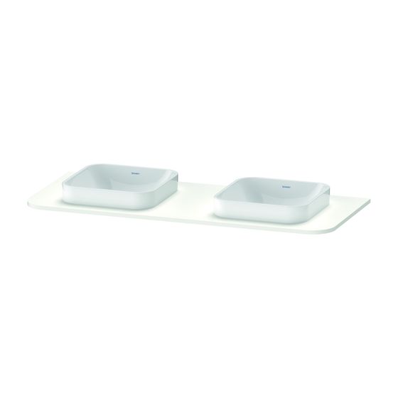 Duravit Happy D.2 Konsole 550x1300x16mm, Weiß Seidenmatt, ohne Konsolenträger, 2 Ausschnitte/Waschplätze, mittig