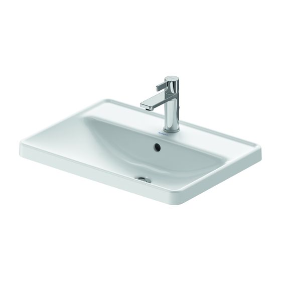 Duravit D-Neo Einbauwaschtisch 440x600x170mm, Weiß Hochglanz, mit HLB/Überlauf, 1 HL Geschliffen, Einbau von oben