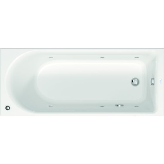Duravit D-Neo Whirlwanne Rechteckig, Einbau, 700x1700x485mm, Jet Project, 1 Rückenschräge, 224l, Innen 465mm, Weiß glänzend