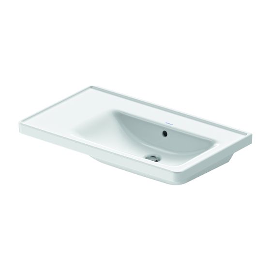 Duravit D-Neo Waschtisch 480x800x160mm, Weiß Hochglanz, Rechteckig, 1 Waschplatz R, mit Überlauf, o.HL