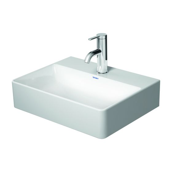 Duravit DuraSquare Handwaschbecken 350x450x140mm Weiß Hochglanz, WonderGliss, DuraCeram, Rechteckig, 1 Waschplatz mittig ohne ÜL
