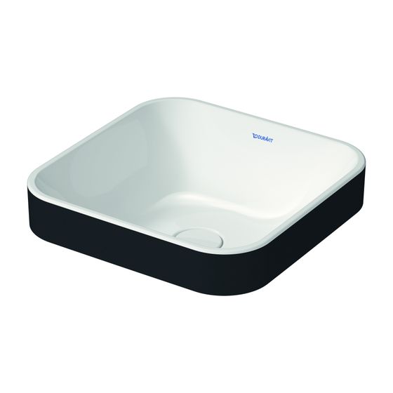 Duravit Happy D.2 Plus Aufsatzbecken 400mm, Weiß Hochglanz/Anthrazit Matt, Quadratisch, ohne Überlauf und HLB