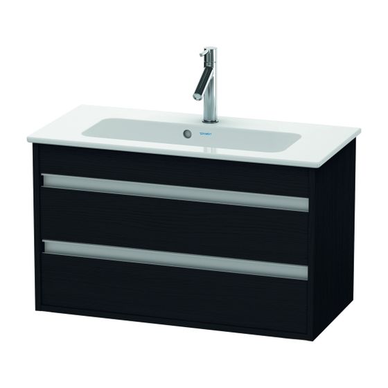Duravit Ketho Waschtischunterbau wandhäng. 385x800x480mm Compact, Eiche Mattschwarz, Griffleiste, 2 SK