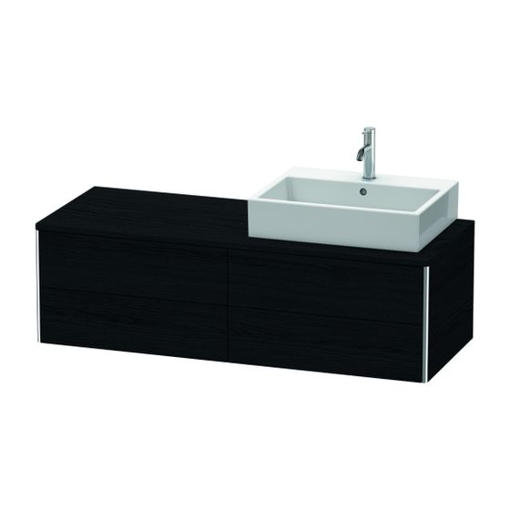 Duravit XSquare Konsolenwaschtischunterbau wandh. 548x1400x400mm R, Eiche Mattschwarz ohne KSP, Grifflos, 4 SK