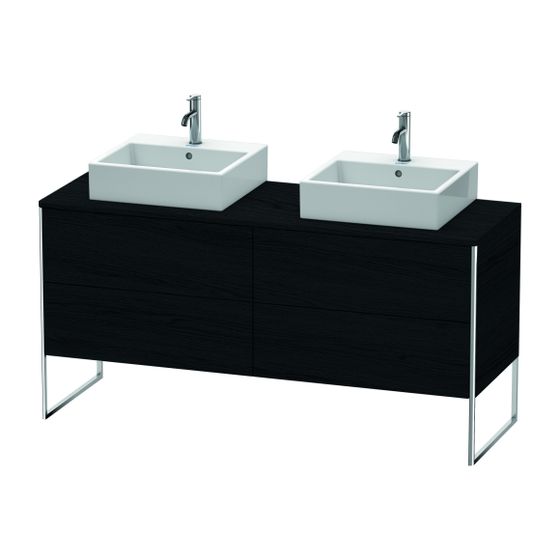 Duravit XSquare Konsolenwaschtischunterbau bodenstehend 548x1600x778mm B ohne KSP Eiche Mattschwarz Grifflos 4 AZ