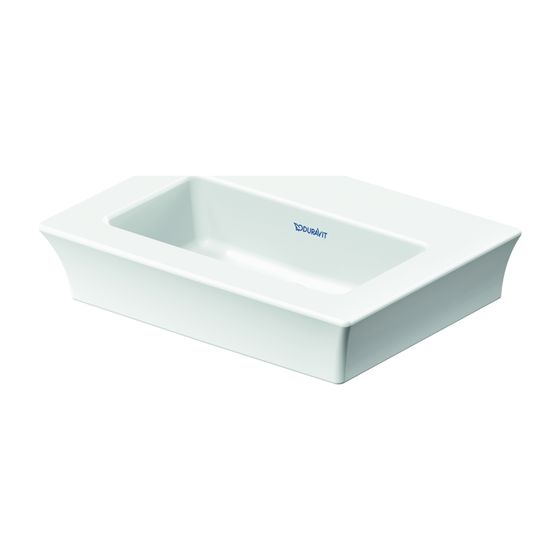 Duravit White Tulip Handwaschbecken 330x450x135mm, Weiß Hochglanz, WonderGliss, Rechteckig, 1 Waschplatz mittig, ohne Überlauf
