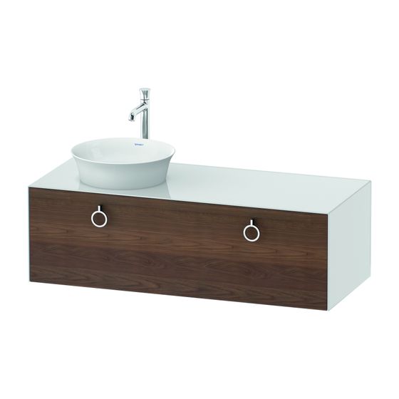 Duravit White Tulip Konsolenwaschtischunterbau wandh. 550x1300x408mm L/M mit KSP AM Nusb.Matt/Weiß Hochglanz Griff Chrom, 1 AZ