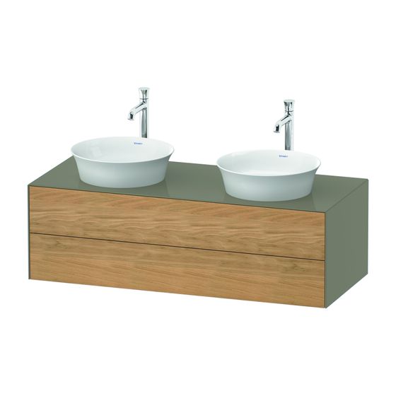 Duravit White Tulip Konsolen-WTU wandh 550x1300x408mm B/M mit KSP Eiche Natur massiv Matt/Steingrau HG Grifflos 2 SK o.ES
