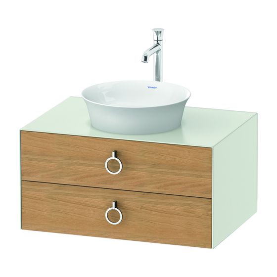 Duravit White Tulip Konsolenwaschtischunterbau wandh 550x800x408mm mit KSP Eiche Natur massiv Matt/Weiß SDM Griff 2 SK o.ES