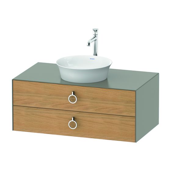 Duravit White Tulip Konsolen-WTU wandh. 550x1000x408mm M mit KSP Eiche Natur massiv Matt/Steingrau SDM Griff Chrom 2 Schubk